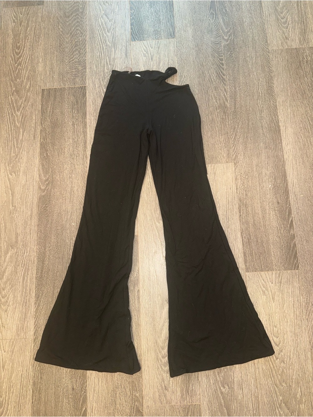 Oh Polly Black Flared High-Rise Jumpsuit Pants